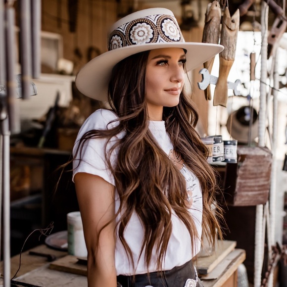 Hats N Roses Beige Embroidered Hat